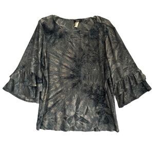 Cocomo Woman Flowy Bejeweled Top Womens 1X Tiered Ruffled Sleeve Fairy Plus Size